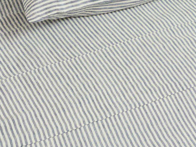 Fitted Sheet in Blue Stripes | 100% French Linen – Carlotta+Gee