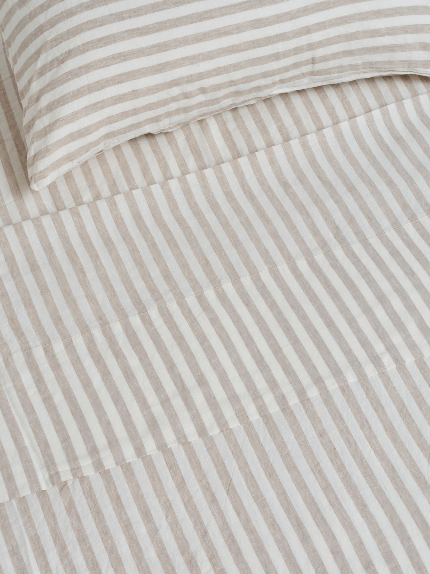 european pillowcase in wide natural stripes