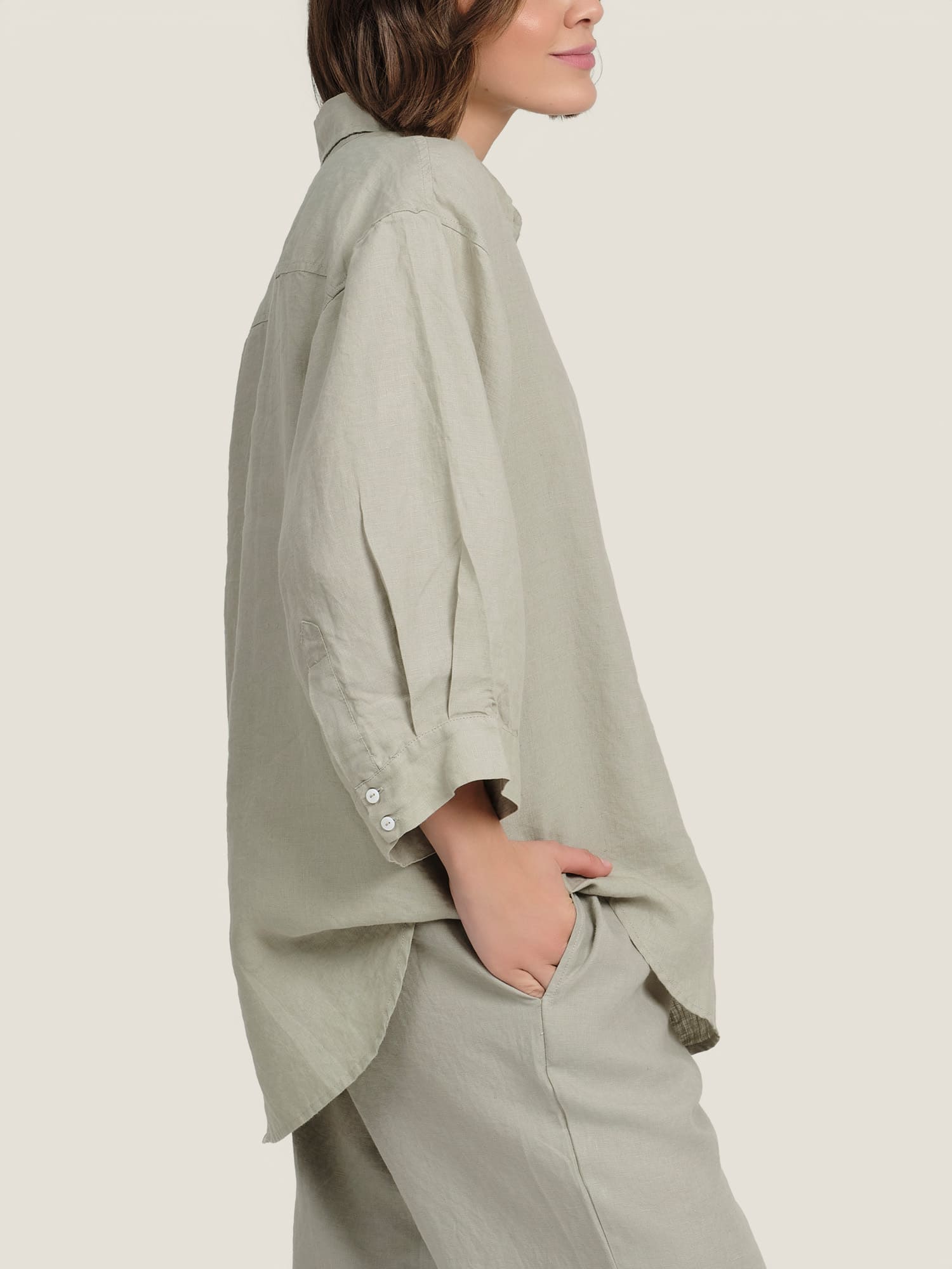 linen shirt in sage