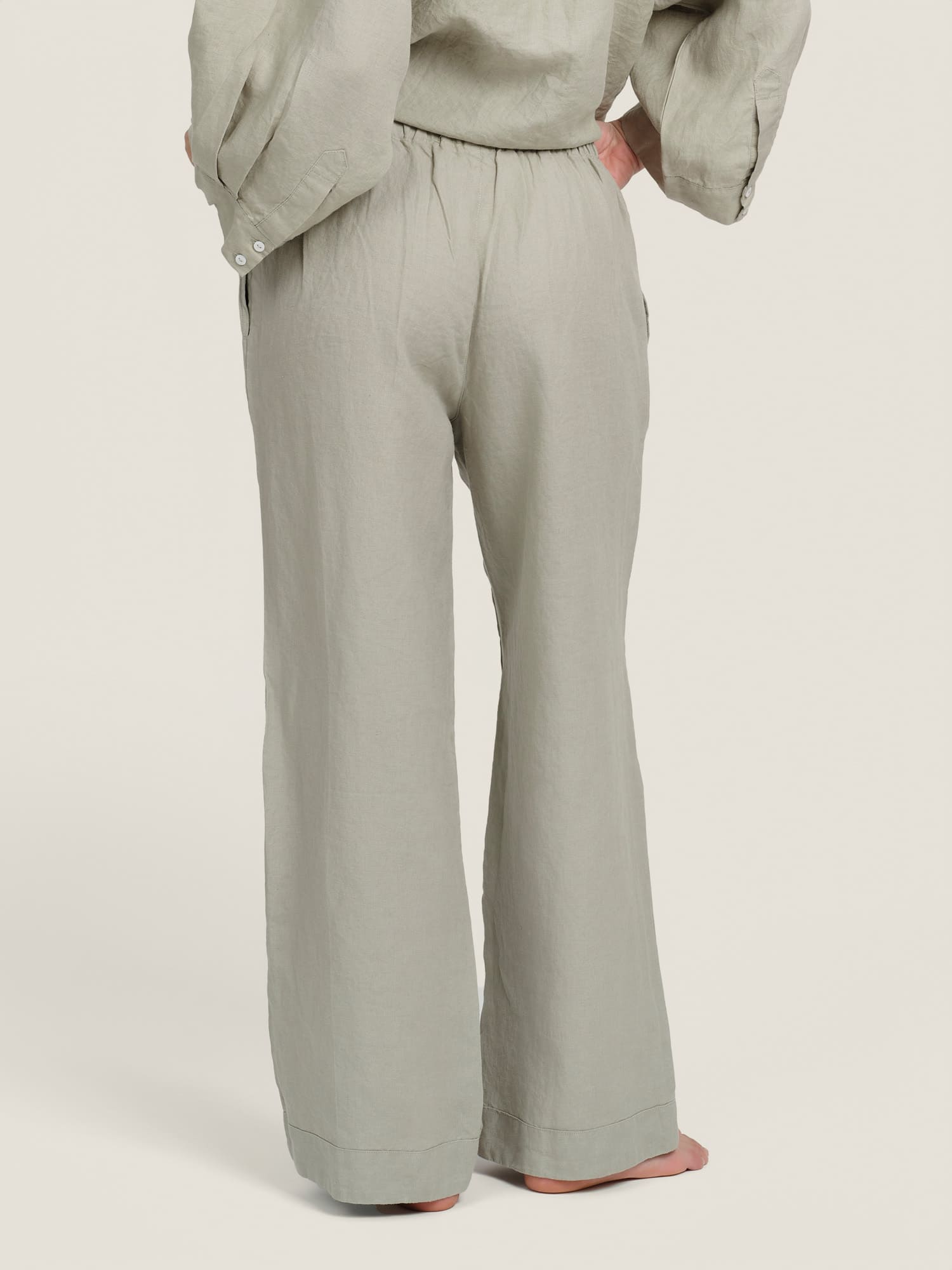 linen pants in sage