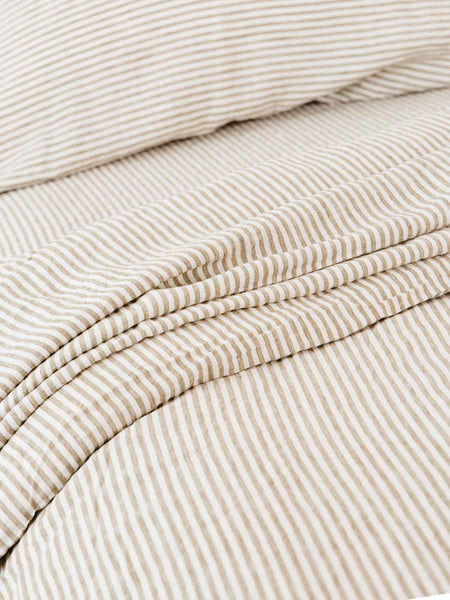 Olive Stripes 100% Pure Linen Flat Sheet – Carlotta+Gee